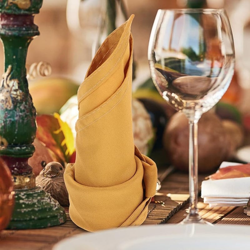 مناديل قماش البوليستر الذهبي بالجملة مجموعة 10 قطع قابلة للطي قابلة لإعادة الاستخدام لتزيين طاولة حفل الزفاف - Image 4